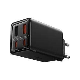   BASEUS hálózati töltő 2 USB+2 Type-C aljzat (65W, GaN6, gyorstöltő + Type-C kábel) FEKETE