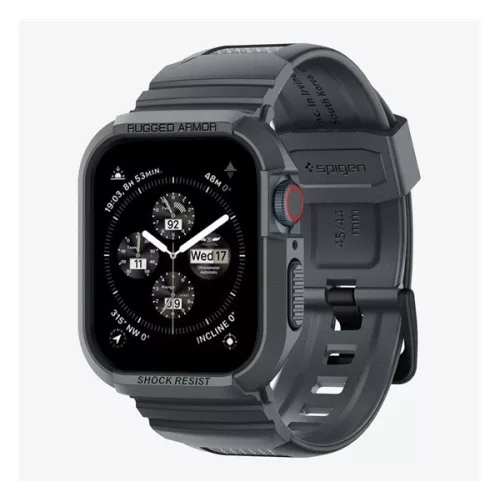 SPIGEN RUGGED ARMOR PRO pótszíj (egyedi méret, szilikon, ütésállóság + szilikon keret) SÖTÉTSZÜRKE