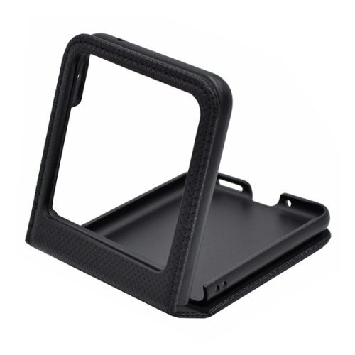 Tok álló, bőr hatású (FLIP, oldalra nyíló, asztali tartó, rombusz) FEKETE