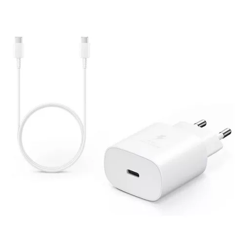 SAMSUNG hálózati töltő Type-C aljzat (25W, PD gyorstöltő 3.0 + 100cm Type-C kábel) FEHÉR