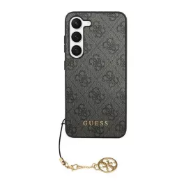  GUESS 4G CHARMS műanyag telefonvédő (textil hátlap, telefondísz) SÖTÉTSZÜRKE