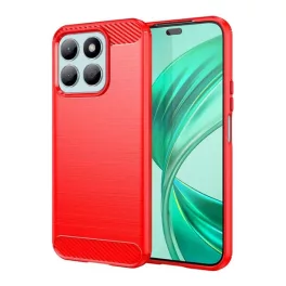   Szilikon telefonvédő (ütésállóság, légpárnás sarok, szálcsiszolt, karbon minta) PIROS