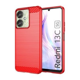 Szilikon telefonvédő (ütésállóság, légpárnás sarok, szálcsiszolt, karbon minta) PIROS   Szilikon telefonvédő (ütésállóság, légpárnás sarok, szálcsiszolt, karbon minta) PIROS