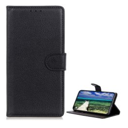   Tok álló, bőr hatású (FLIP, oldalra nyíló, asztali tartó, prémium) FEKETE