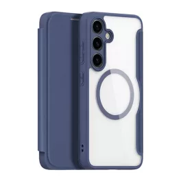   DUX DUCIS SKIN X PRO tok álló, bőr hatású (FLIP, oldalra nyíló, RFID, MagSafe) SÖTÉTKÉK