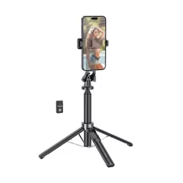   HOCO K21 szelfibot (univerzális, alumínium tripod állvány, állítható, bluetooth távkioldó, 137cm, 4.5-7.0" méret) FEKETE