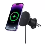 BASEUS autós tartó (szellőzőre, 15W, wireless, mágneses, PD gyorstöltő) FEKETE