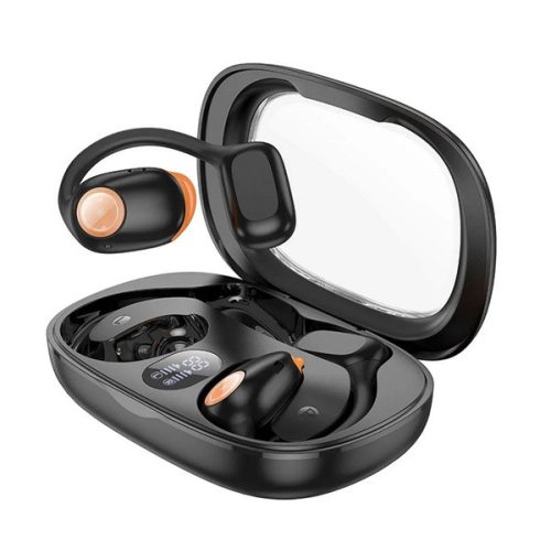 HOCO SPECTRUM bluetooth fülhallgató SZTEREO (v5.3, TWS, mikrofon, fülre akasztható + töltőtok, SPORT) FEKETE