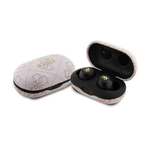 GUESS 4G METAL LOGO bluetooth fülhallgató SZTEREO (v5.3, TWS, mikrofon, zajszűrő, IPX5 vízálló + töltőtok) RÓZSASZÍN
