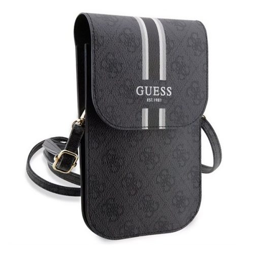 GUESS PU QUILTED 4G METAL LOGO kézitáska álló (univerzális, bőr hatású, vállpánt) FEKETE
