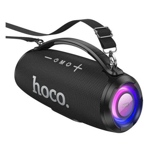 HOCO SURGE bluetooth hordozható hangszóró (v5.3, 2x20W, USB, AUX kimenet, LED jelzés + vállpánt) FEKETE