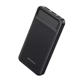   AWEI P5K vésztöltő 2 USB+2 Type-C aljzat (10000mAh, 2.1A, PD gyorstöltő) FEKETE