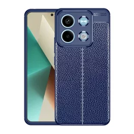   Szilikon telefonvédő (ütésállóság, bőr hatású, varrás minta) SÖTÉTKÉK