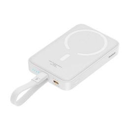   BASEUS MAGNETIC MINI vésztöltő Type-C aljzat (10000mAh, 20W, gyorstöltő, wireless, mágneses + fix lightning kábel) FEHÉR