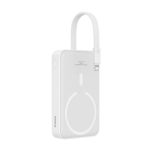 BASEUS MAGNETIC MINI vésztöltő Type-C aljzat (10000mAh, 20W, gyorstöltő, wireless, mágneses + fix lightning kábel) FEHÉR