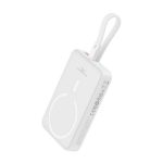 BASEUS MAGNETIC MINI vésztöltő Type-C aljzat (10000mAh, 20W, gyorstöltő, wireless, mágneses + fix lightning kábel) FEHÉR