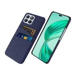   Műanyag telefonvédő (ütésállóság, kártyatartó, textil hatás) SÖTÉTKÉK