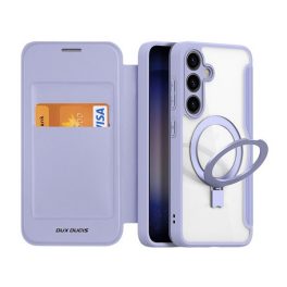 DUX DUCIS SKIN X PRO tok álló, bőr hatású (FLIP, oldalra nyíló, RFID, kitámasztó, MagSafe) LILA   DUX DUCIS SKIN X PRO tok álló, bőr hatású (FLIP, oldalra nyíló, RFID, kitámasztó, MagSafe) LILA