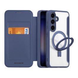 DUX DUCIS SKIN X PRO tok álló, bőr hatású (FLIP, oldalra nyíló, RFID, kitámasztó, MagSafe) SÖTÉTKÉK   DUX DUCIS SKIN X PRO tok álló, bőr hatású (FLIP, oldalra nyíló, RFID, kitámasztó, MagSafe) SÖTÉTKÉK