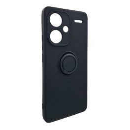 Szilikon telefonvédő (tartógyűrű, mikrofiber plüss belső, mágneses, kameravédő) FEKETE   Szilikon telefonvédő (tartógyűrű, mikrofiber plüss belső, mágneses, kameravédő) FEKETE