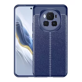   Szilikon telefonvédő (ütésállóság, bőr hatású, varrás minta) SÖTÉTKÉK