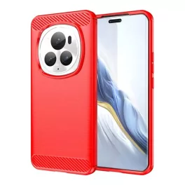   Szilikon telefonvédő (ütésállóság, légpárnás sarok, szálcsiszolt, karbon minta) PIROS