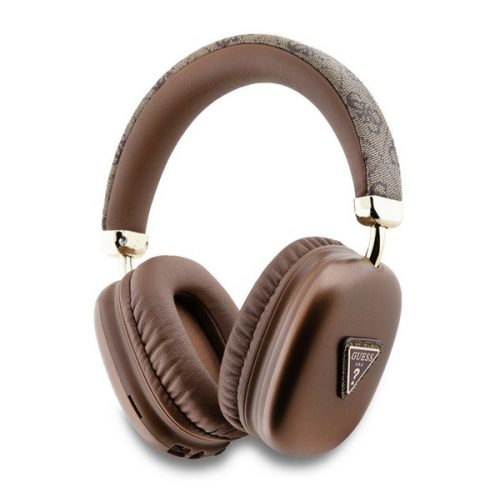 GUESS PU LEATHER 4G TRIANGLE LOGO bluetooth fejhallgató SZTEREO (v5.3, mikrofon, zajszűrő, IPX4 vízálló) BARNA