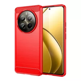   Szilikon telefonvédő (ütésállóság, légpárnás sarok, szálcsiszolt, karbon minta) PIROS