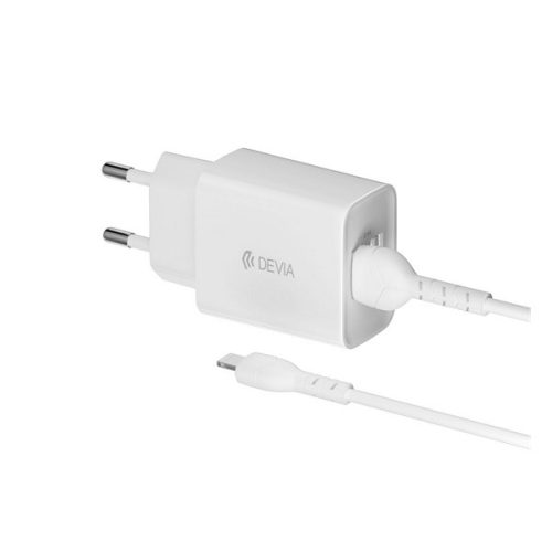 DEVIA SMART hálózati töltő 2 USB aljzat (12W + lightning kábel) FEHÉR