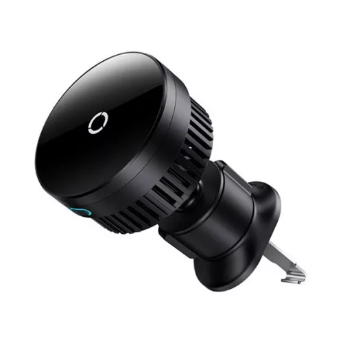 BASEUS MAGPRO autós tartó (szellőzőre, mágneses, 360°, 15W, wireless, Qi2 + mágnesgyűrű) FEKETE