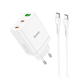   HOCO N33 hálózati töltő USB+2 Type-C aljzat (35W, PD gyorstöltő 3.0 + Type-C kábel) FEHÉR