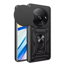  Defender szilikon telefonvédő (ütésállóság, tartógyűrű, kameravédő) FEKETE