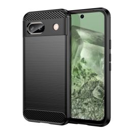   Szilikon telefonvédő (ütésállóság, légpárnás sarok, szálcsiszolt, karbon minta) FEKETE