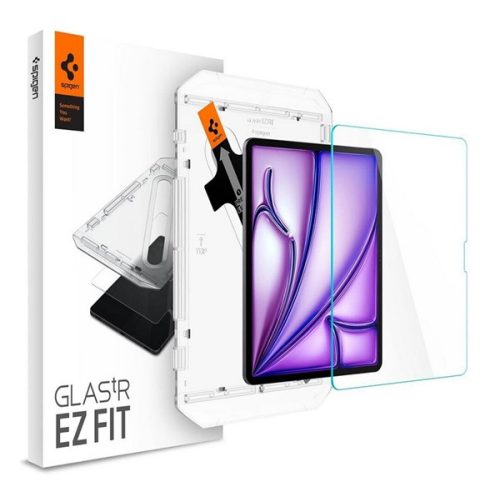 SPIGEN EZ FIT HD képernyővédő üveg (2.5D, tokbarát, ultravékony, 0.2mm, 9H + segédkeret) ÁTLÁTSZÓ