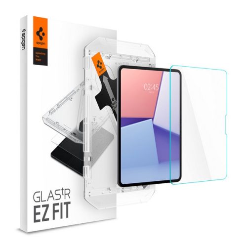 SPIGEN EZ FIT HD képernyővédő üveg (2.5D, tokbarát, ultravékony, 0.2mm, 9H + segédkeret) ÁTLÁTSZÓ