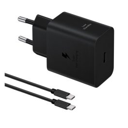 SAMSUNG hálózati töltő Type-C aljzat (45W, PD gyorstöltő + Type-C - Type-C kábel, 180cm) FEKETE   SAMSUNG hálózati töltő Type-C aljzat (45W, PD gyorstöltő + Type-C - Type-C kábel, 180cm) FEKETE