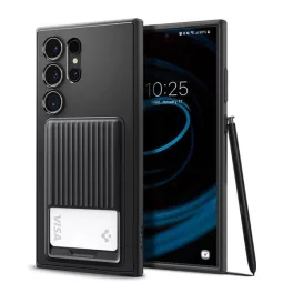   SPIGEN LIQUID SLOT szilikon telefonvédő (ütésállóság, légpárnás sarok, kártyatartó) FEKETE