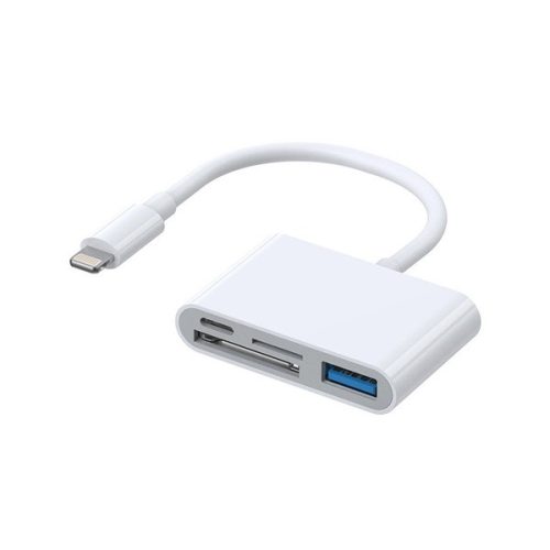 JOYROOM kártyaolvasó (lightning -TF/MicroSD+USB+Type-C aljzat, OTG) FEHÉR