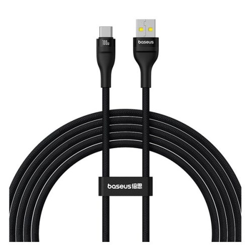 BASEUS FLASH 2 adatkábel (USB - Type-C, 100W, PD gyorstöltő, 200cm, törésgátló, cipőfűző) FEKETE