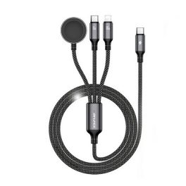   AWEI töltőkábel 3in1 (Type-C - Type-C/lightning, Apple Watch töltő, 100W, wireless, gyorstöltő, 120cm) FEKETE