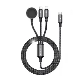  AWEI töltőkábel 3in1 (Type-C - Type-C/lightning, Apple Watch töltő, 100W, wireless, gyorstöltő, 120cm) FEKETE