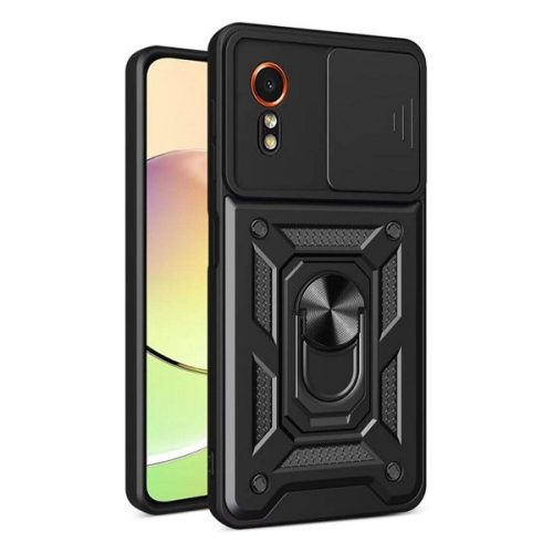 Defender szilikon telefonvédő (ütésállóság, tartógyűrű, kameravédő) FEKETE