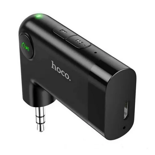 HOCO E53 bluetooth FM transmitter microUSB aljzat (v5.3, 3.5mm jack, mikrofon) FEKETE