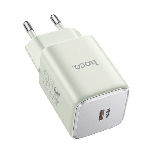 HOCO N43 hálózati töltő Type-C aljzat (30W, GaN, PD gyorstöltő 3.0) VILÁGOSZÖLD