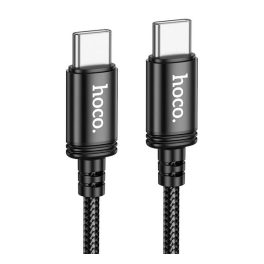   HOCO X91 adatkábel (Type-C - Type-C, 3A, 60W, PD gyorstöltő, cipőfűző, 300cm) FEKETE