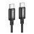 HOCO X91 adatkábel (Type-C - Type-C, 3A, 60W, PD gyorstöltő, cipőfűző, 300cm) FEKETE