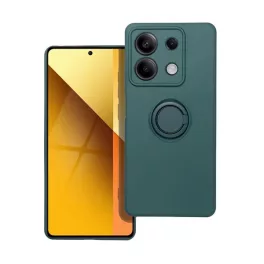  Szilikon telefonvédő (tartógyűrű, mikrofiber plüss belső, mágneses, kameravédő) SÖTÉTZÖLD