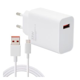  XIAOMI MDY-16-EF hálózati töltő USB aljzat (33W, PD gyorstöltő + Type-C kábel) FEHÉR