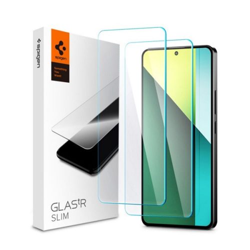 SPIGEN SLIM képernyővédő üveg 2db (2.5D, tokbarát, ultravékony, 0.2mm, extra karcálló, 9H) ÁTLÁTSZÓ