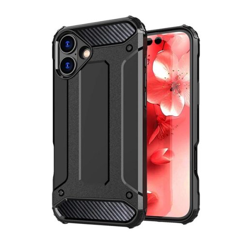 Defender szilikon telefonvédő (ütésállóság, légpárnás sarok, fémhatás) FEKETE